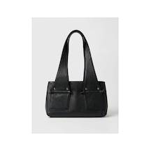 Levano Leather Hakiki Deri Kadın Omuz Çantası Büyük Şık Deri El Ve Omuz Çantası, Günlük Tote Çanta 40x20 Siyah