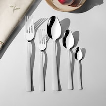 Nehir Deniz Saten 6 Kişilik 30 Parça Çatal Kaşık Takımı Gümüş