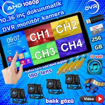 4 Adet Ahd 180 Derece Kamera Dvr Video Müzik Dokunmatik Monitör 12 V