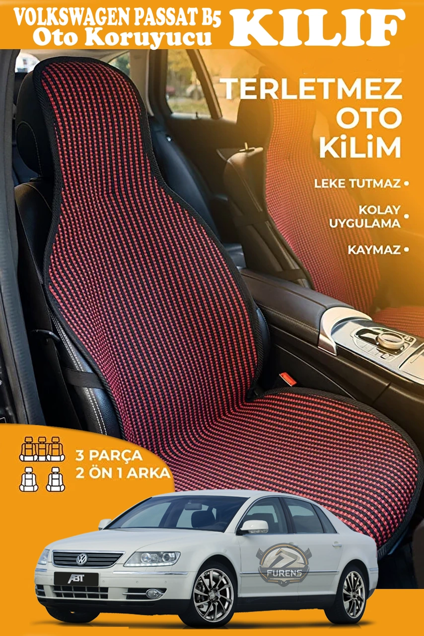 Volkswagen Passat B5 Uyumlu Kırmızı Prestij Serisi Dokuma Kumaş Oto Koltuk Kılıfı Ön Tam Arka Alt