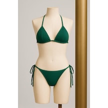 Kadın Yeşil Yandan Ve Boyundan Bağlamalı Bikini Mayo Takımı