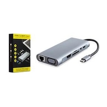 Hadron Hdx7830 Type-c 3.0 Pd 100w Hdmı 4k Vga Gigabit Lan Aux Kart Okuyucu 11 Port 5 Gbps Gri