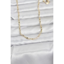 Cm 14k Gold Renk Lazerli Gemici Zincir Model 60 Cm Kadın Kolye Altın - Beyaz