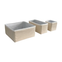 3'lü Çekmece İçi Çamaşır Düzenleyici Çocuk Odası Katlanır Saklama Kutusu Organizer Set-bej Deri