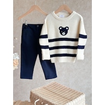 Miniğimin Cicileri Blue Bear Triko Pantolonlu Erkek Çocuk Takım - Krem