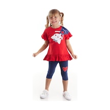 Denokids Yaramaz Kedi Kız T-Shirt Tayt Takım Çok Renkli