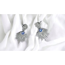 Kadın Çelik Küpe Nazar Boncuklu Göz Detaylı