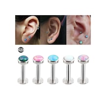 Beyaz 1 Adet 16g Opal Saplama Küpe G23 Titanyum Küçük Kulak Kemik Tırnak Piercing İç Dişli Dudak Vidası