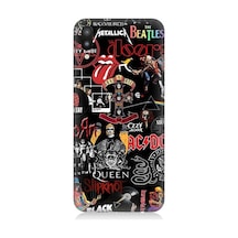 Samsung Galaxy M10 Uyumlu Metal Müzik Grup Sembolleri Desenli Silikon Kılıf