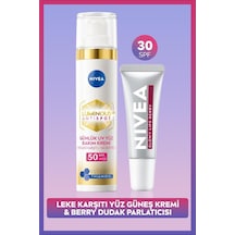 Spf50 Güneş Koruyucu Luminous630 Leke Karşıtı Yüz Kremi Ve Berry Renkli Nemlendirici Dudak Kremi