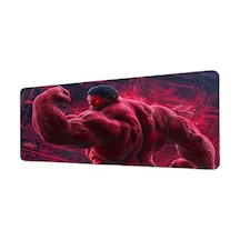 Kırmızı Hulk Süper Kahraman 40x90 Cm Oyuncu Mousepad Kaymaz Taban Büyük Boy Mousepad