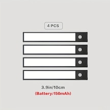 Willowhaven Black-4pcs-3.94inch 4 Adet Hareket Sensörlü Usb Şarjlı Ayarlanabilir Parlaklık Dolap Altı Led Aydınlatma Mutfak Banyo Ahşap