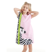 Denokids Fırfırlı Zebra Kız Çocuk Pembe Elbise