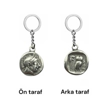 Athena Figürlü Bilgelik Tanrıçası Para Anahtarlık Çift Taraflı 1 Adet Metal Unisex Aksesuar