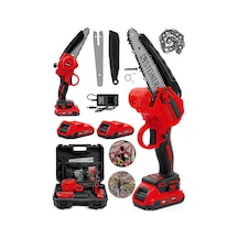 Alman 198 Vf 10 Ah 25 Cm Bakır Sargılı Akülü Dal Kesme Budama Testere Bıçkı Makinesi Kırmızı
