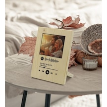 Kişiye Özel Fotoğraflı Spotify Barkodlu Dekoratif Ahşap Çerçeve