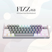 Redragon K617-rgb 16,8 Milyon Rgb Aydınlatma, Red Switch Fizz%60 Q Türkçe Kablolu Mekanik Oyuncu Klavyesi Gri Beyaz
