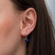 Gümüş Sallantılı Nazar Kadın Küpe Çok Renkli