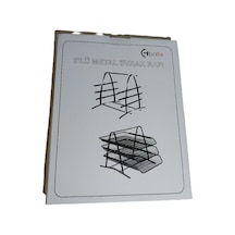 Bafix Evrak Rafı Metal Perforeli 3 Lü Siyah Metal Evrak Rafı