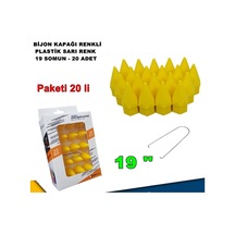 Sivri Mermi Tip Bijon Kapağı Plastik Sarı Renk 19 Mm Bijon Uyumlu 20 Adet