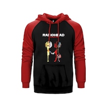 Radiohead The Best Of Kırmızı Renk Reglan Kol Kapşonlu Sweatshirt Kırmızı