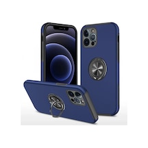 Mey İthalat Apple Uyumlu iPhone 12 Pro Kılıf Elit Yüzüklü Kapak - Lacivert