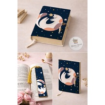 Kitap Kılıfı Ve Metal Ayraç Yıldızlı Kedi