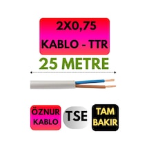 Öznur 2x0,75 Ttr Kablo Metre Seçenekli Beyaz - 25 Metre
