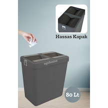 Mote Siyah 80 Lt Çöp Kovası Hassas Kapaklı Çöp Kutusu Pratik Kapak