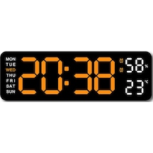 Zilinn Büyük Dijital Duvar Saati Uzaktan Kumanda Sıcaklık Tarih Hafta Ekran Zamanlayıcı Geri Sayım Masa Saati Duvara Monte Çift Alarmlı Led Saatler Siyah Kabuk Turuncu Işık-119 Çok Renki