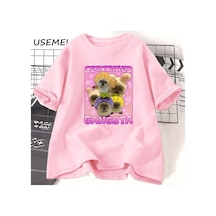 Flood Of Style Sertifikalı Gangsta Komik Kedi Meme T-shirt Erkekler Kadınlar İçin T Goofy Ahh Tee Göm Pembe