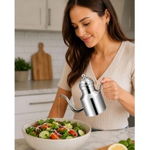 Komple 304 Çelik Silver 500 Ml Yağdanlık Sosluk Ve Sirkelik Mt271by