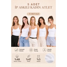 Loule Kadın 5'li İp Askılı Atlet Beyaz Modal Pamuk