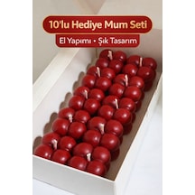 Kırmızı Bubble Mum Seti 10'lu Ve Kutulu Mini Mum %100 Soya Wax Düğün, Nişan, Kına, Hediyelik
