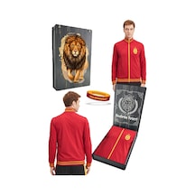 Galatasaray Lisanslı Sarı Kırmızı 5 Yıldızlı Sweat + Silikon Bileklik Set Ahşap Kutulu Kırmızı
