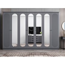 Kale 7 Kapak 5a 2ç Dolap Antrasit - Mebran Defne Ayna Antr 190cm Antrasit