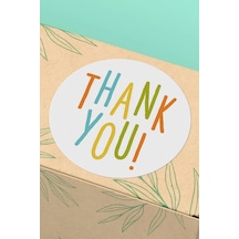 Renkli Thank You Hediye Kargo Paketleme Sticker 3x3cm St2124 Çok Renkli