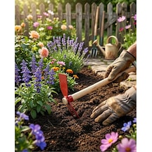 2'si 1 Arada Geniş Ağızlı 7x10.5 Cm Ve Çatallı 6x10 Cm Metal Çapa Ahşap Saplı 45 Cm Iegn62ı