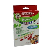 Fibracolor Bipunta 12 Renk Çiftuçlu Keçeli  Kalem