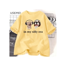 Flood Of Style T Shirt Komik Kedi Köpek Sevgilisi Tshirt Rahat Pamuk Kısa Kollu Tişört Sarı