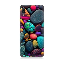 Huawei Y6 2019 Uyumlu Artx Kırmızı Doğa Taşlar Desenli Silikon Kılıf