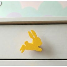 Tavşan Figürlü 3 Adet Dolap Kulpu - Çocuk Odası Modern Ve Şık 3cm Vida Ve Somun Dahil Sarı