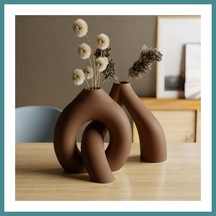 Trendexa 3d Baskı Interlocking Vazo - İç İçe Geçen Dekoratif Vazo-kahverengi Mac