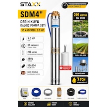 Staxx Sdm4380 Derin Kuyu Dalgıç Pompa Dalgıç Seti Trifaze 380v Tak Çalıştır 219 Mt Dik Basar