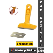 Ergonomik Keskin Çok Amaçlı Yer Buz Cam İnşaat Kalıntı Silikon Tortu Kazıyıcı 2 Yedek Bıçak Hediyeli Çok Renkli
