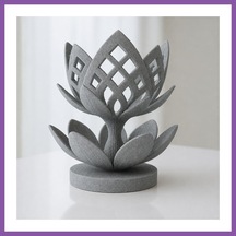 Bezos 3d Baskı Lotus Çiçeği Mumluk - Dekoratif Tealight Mumluk-gri Bzoshb