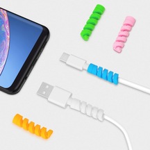 4 Adet Spiral Esnek Silikon Kablo Koruyucu İphone - Micro Usb Ve Type-c Ve Diğer Tüm Kablolar İçin Uygun Kablo Koruyucu 4 Farklı Renk Belirtilmemiş
