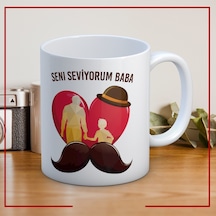 Seni Seviyorum Baba Baskılı Babalar Günü Kupa Bardak Beyaz
