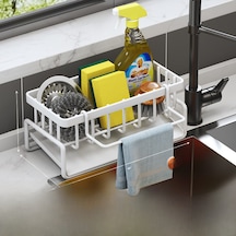 Yifomall Mutfak Lavabo Depolama Rafı: Sponji, Çelik Top, Mop Saklama İçin Sulu Su Alma Tablası Ve Çubuklu Dayanıklı Beyaz Organizer Diğer