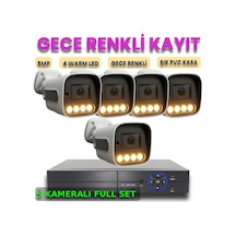 5 Megapiksel Gece Renkli Gösteren 5 Kameralı Güvenlik Kamerası Seti